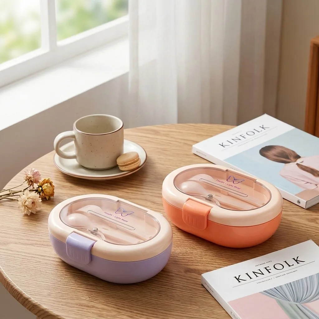 Plastic Bento Box with Cutlery - Meal Prep Or Prep Meal recension och pris